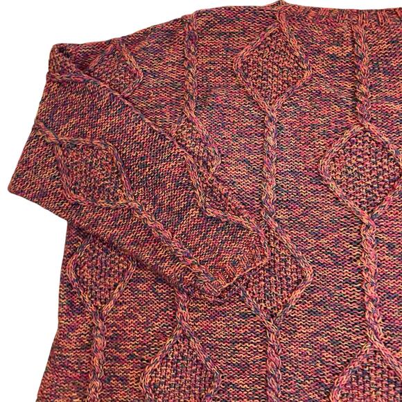 K.C. Creations Oversized Boho Artsy Tunic Sweater W Fringe Hem Rainbow Marled - Picture 16 of 16